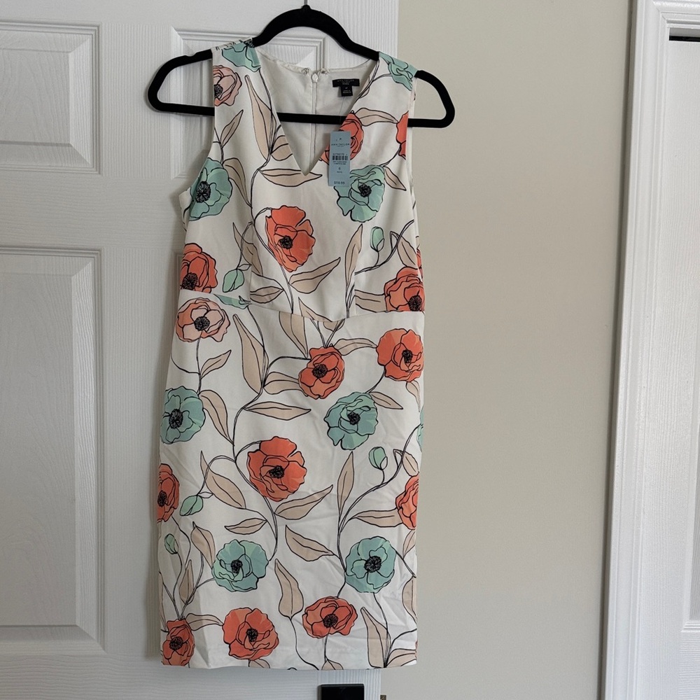 Ann Taylor White Floral Midi Dress